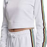 Urban Classics Women’s Ladies Multicolor Taped Sleeve Crew Neck Sweater