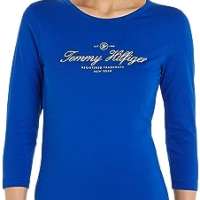 Tommy Hilfiger Women’s Long-Sleeve Open Neck T-Shirt Basic