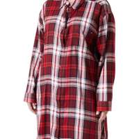 Tommy Hilfiger Women’s Shirt Nightdress Fl Ext Sizes UW0UW04874 Apparel Plaid Red
